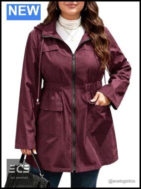 Womens Plus Size Long Military Anorak Jacket Zip Hooded Windbreaker